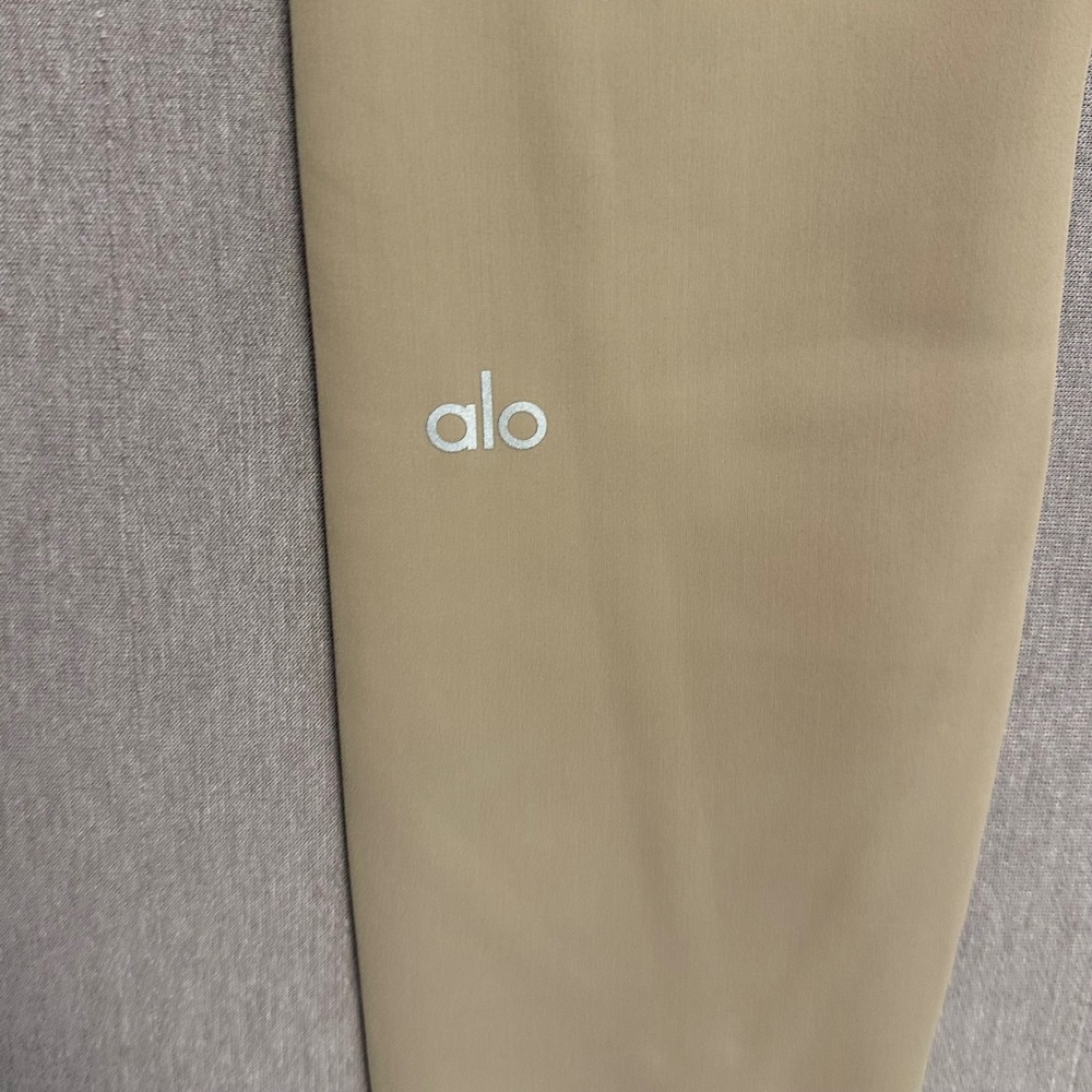 Alo Yoga Ripped Warrior Leggings S Gravel Tan High‎ Waist Laser Cut Athleisure - Picture 5 of 8